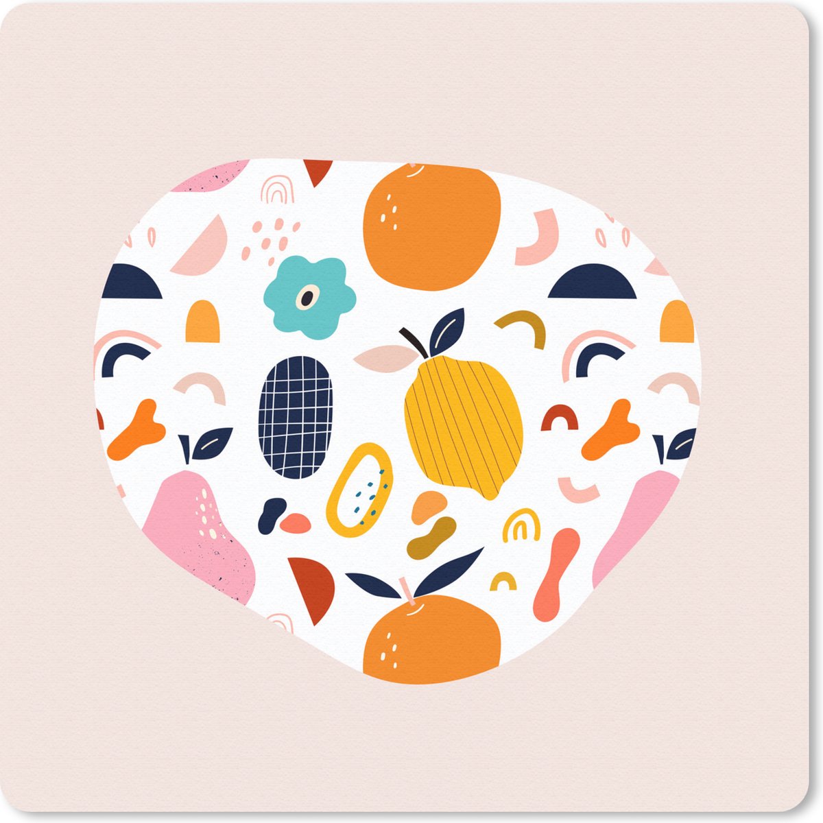 Muismat 20x20 cm - Mousepad Fruit - Sinaasappel - Eten - Peren - Citroen - Muismatten
