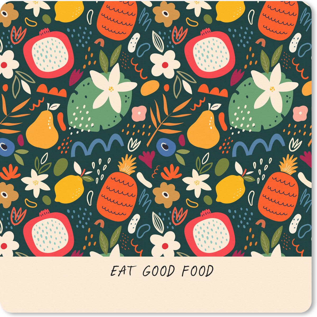 Muismat 20x20 cm - Mousepad Spreuken - Eat good food - Eten - Quotes - Muismatten