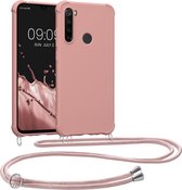 kwmobile telefoonhoesjegeschikt voor Xiaomi Redmi Note 8 (2019 / 2021) - Hoesje van siliconen met telefoonkoord - In parelmoer