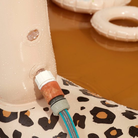 Swim Essentials - Speelzwembad met panterprint - Zwembadje - Opblaasbaar - Glijbaan - Sproeier - Kinderen - Jongens - Meisjes - Baby - Peuter - PVC - beige - bruin