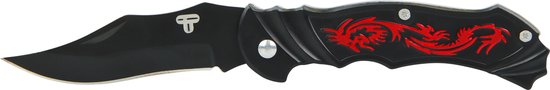 TECQX Dragon Zakmes - Opvouwbaar - Inklapbaar - Discreet - Survival Mes - Tactical knife - 18cm - Broekclip - Vlijmscherp - RVS - Zwart - Tecqx