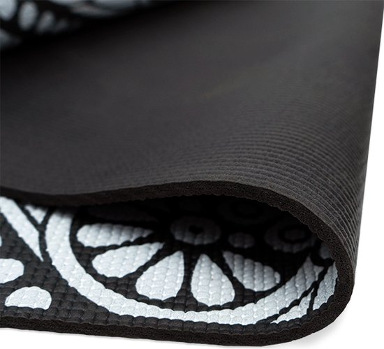 Tapis de yoga antidérapant Matchu Sports - Noir avec mandala - 172 x 61 x 0,6 cm