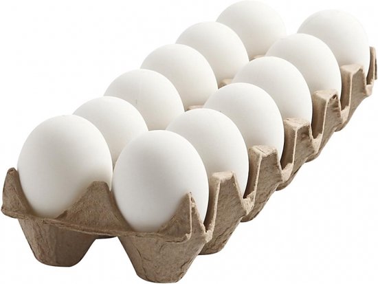 Set van 12x stuks witte eieren kunststof 6 cm - Paaseieren - Pasen decoratie knutsel materiaal