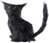 Halloween - Zwarte horror decoratie kat/poes 12 cm - Halloween decoratie dieren zwarte katten / poezen