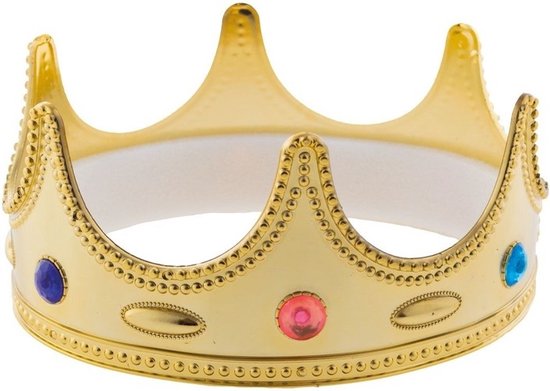 Gouden verkleed accessoires kroon - voor kinderen - kunststof - verkleden - koning - prins - keizer