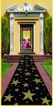 Hollywood zwarte loper met gouden sterren van vilt 3 meter - 60 cm breed - Gala feestversiering - Films en sterren thema
