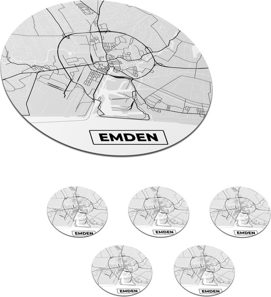 Onderzetters Voor Glazen Rond Kaart Plattegrond Duitsland Emden Stadskaart Bol Com