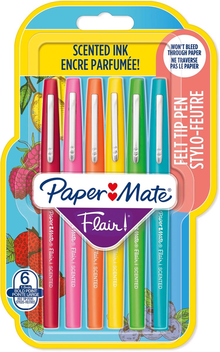 Paper Mate Flair geurende viltstiften | diverse zondagse brunchgeuren en kleuren | mediumpunt (0,7 mm) | 6 stuks