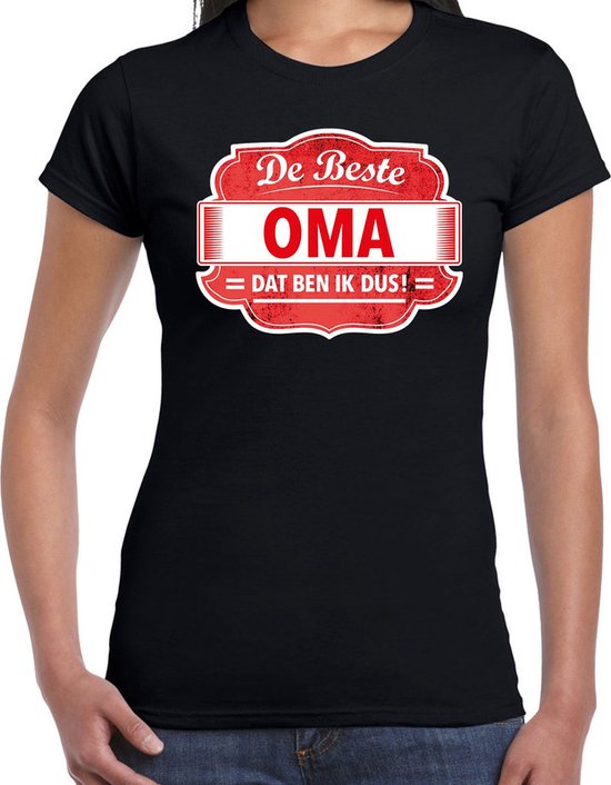 Cadeau t-shirt voor de beste oma voor dames - zwart met rood - omas - kado shirt / kleding - verjaardag / collega S