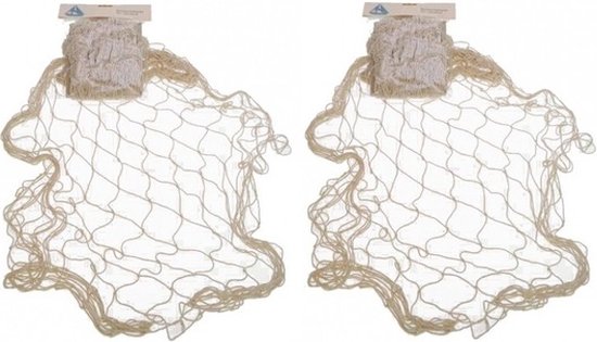 Deux filets de pêche décoratifs de couleur naturelle avec bordure de coquillages