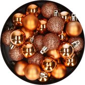 60x petites boules de Noël en plastique cuivre 3 cm - Boules de Noël en plastique incassables - Décorations de Noël