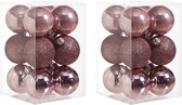 24x Roze kunststof kerstballen 6 cm - Mat/glans - Onbreekbare plastic kerstballen - Kerstboomversiering roze