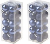 40x Donkerblauwe plastic mini kerstballen 3 cm - Mat/glans/glitter - Onbreekbare plastic kerstballen - Kerstboomversiering donkerblauw
