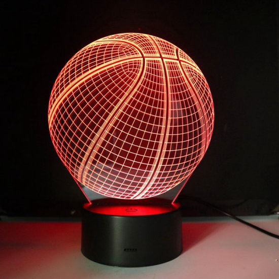 3D Led Lamp Met Gravering - RGB 7 Kleuren - Basketball
