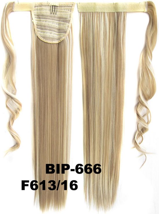 Wrap Around paardenstaart, ponytail hairextensions straight blond - F613/16