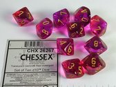 Chessex Gemini Translucent Red-Violet/gold Dobbelsteen Set (10 stuks)