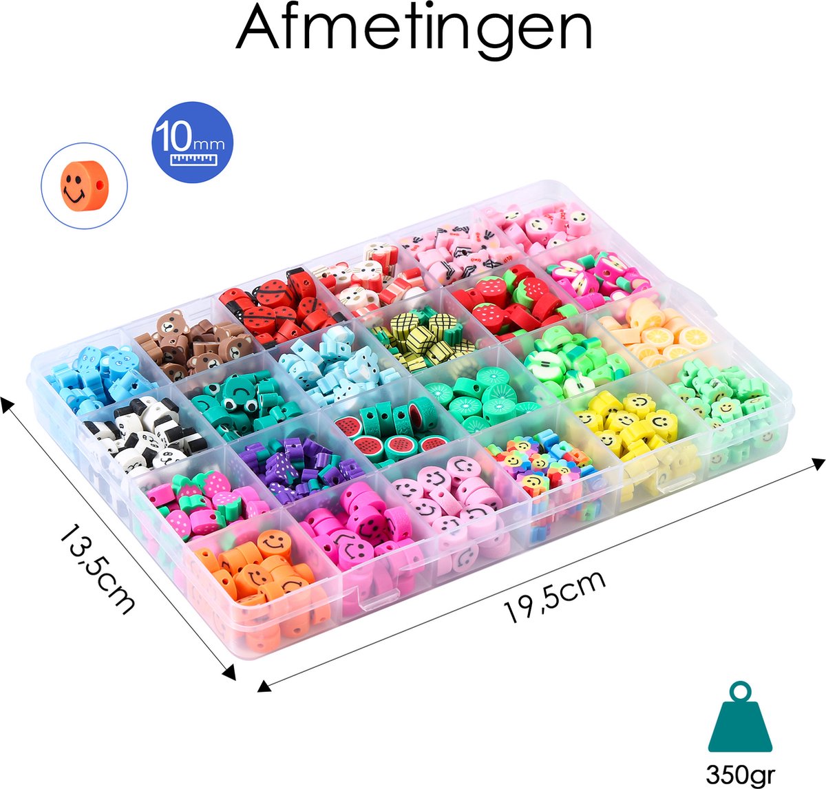 Behave Polymeer Kralen Set - Knutselen Meisjes - Klei Kralen - 615-Delig - 10 mm — afbeelding 7