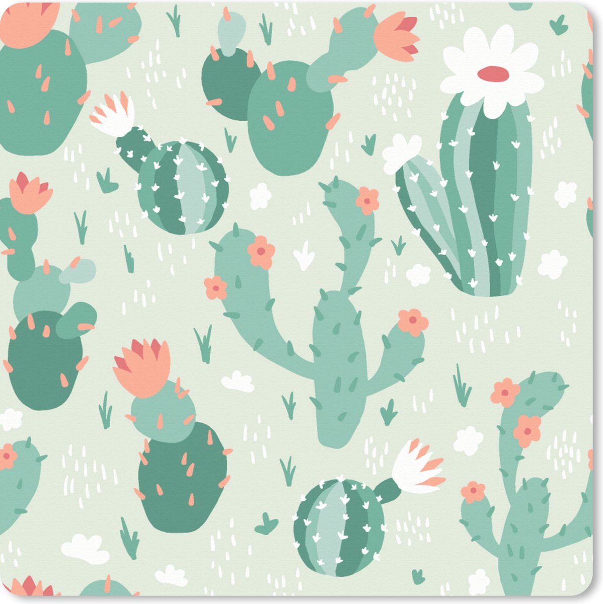 Muismat XXL 50x50 cm - Bureau onderlegger - Bureau mat Cactus - Patronen - Bloem - Bureaumat - Gaming mousepad xl - Bureaulegger groot - Computer deskmat