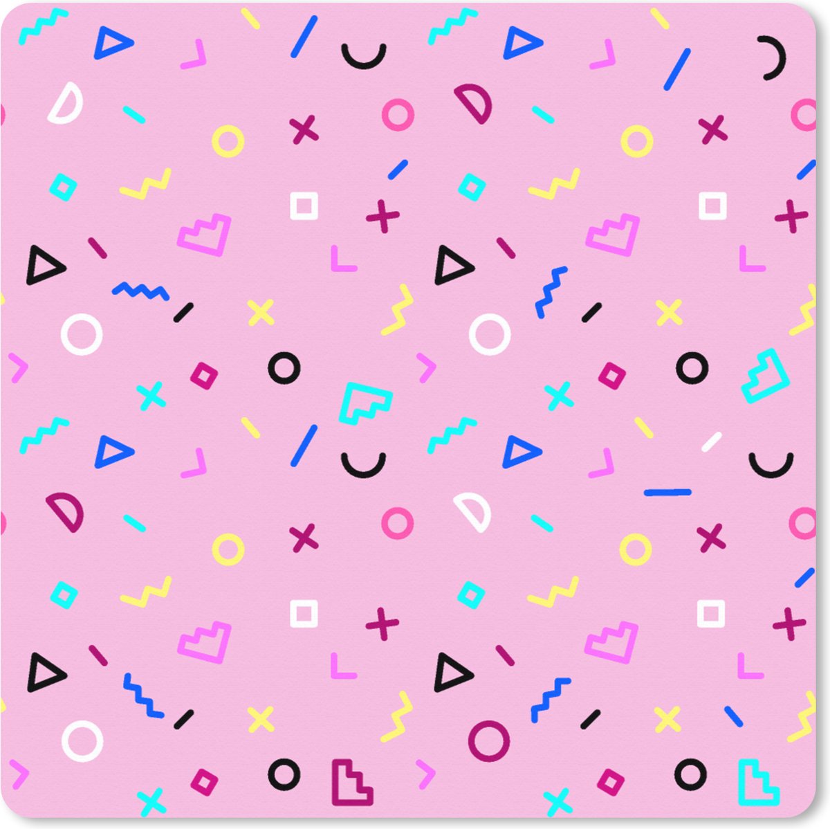 Muismat XXL 60x60 cm - Bureau onderlegger - Bureau mat Design - Patronen - Roze - Jaren 80 - Bureaumat - Gaming mousepad xl - Bureaulegger groot - Computer deskmat