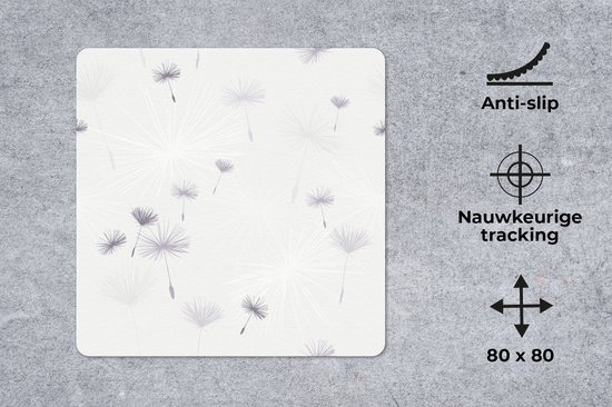Muismat XXL 80x80 cm - Bureau onderlegger - Bureau mat Design - Paardenbloem - Bloemen - Bureaumat - Gaming mousepad xl - Bureaulegger groot - Computer deskmat