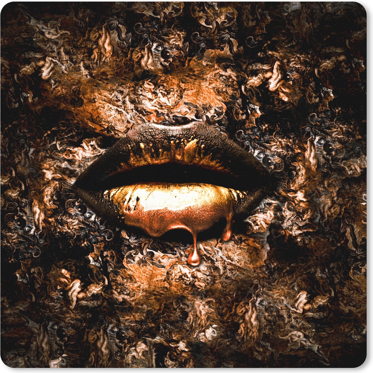 Muismat XXL 50x50 cm - Bureau onderlegger - Bureau mat Verf - Lippen - Koper - Bureaumat - Gaming mousepad xl - Bureaulegger groot - Computer deskmat