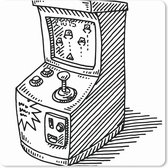 Muismat XXL - Bureau onderlegger - Bureau mat - Arcade - Spel - Retro - Illustratie - 50x50 cm - XXL muismat - Geschikt voor Gaming Muis en Gaming PC set-up