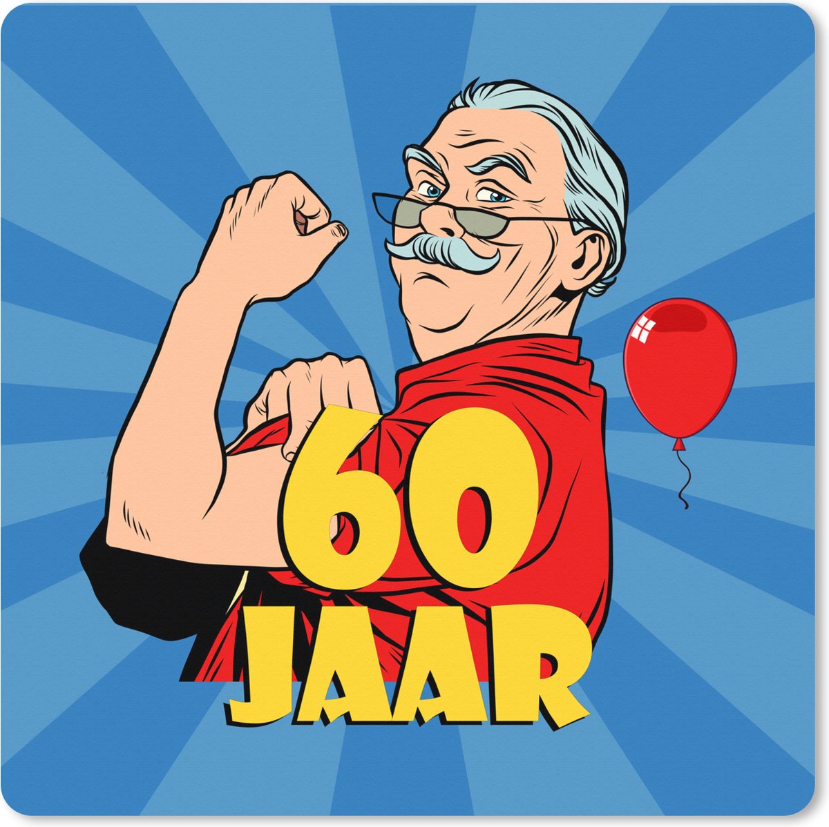 Muismat XXL - Bureau onderlegger - Bureau mat - Verjaardag - 60 jaar - Man - 50x50 cm - XXL muismat