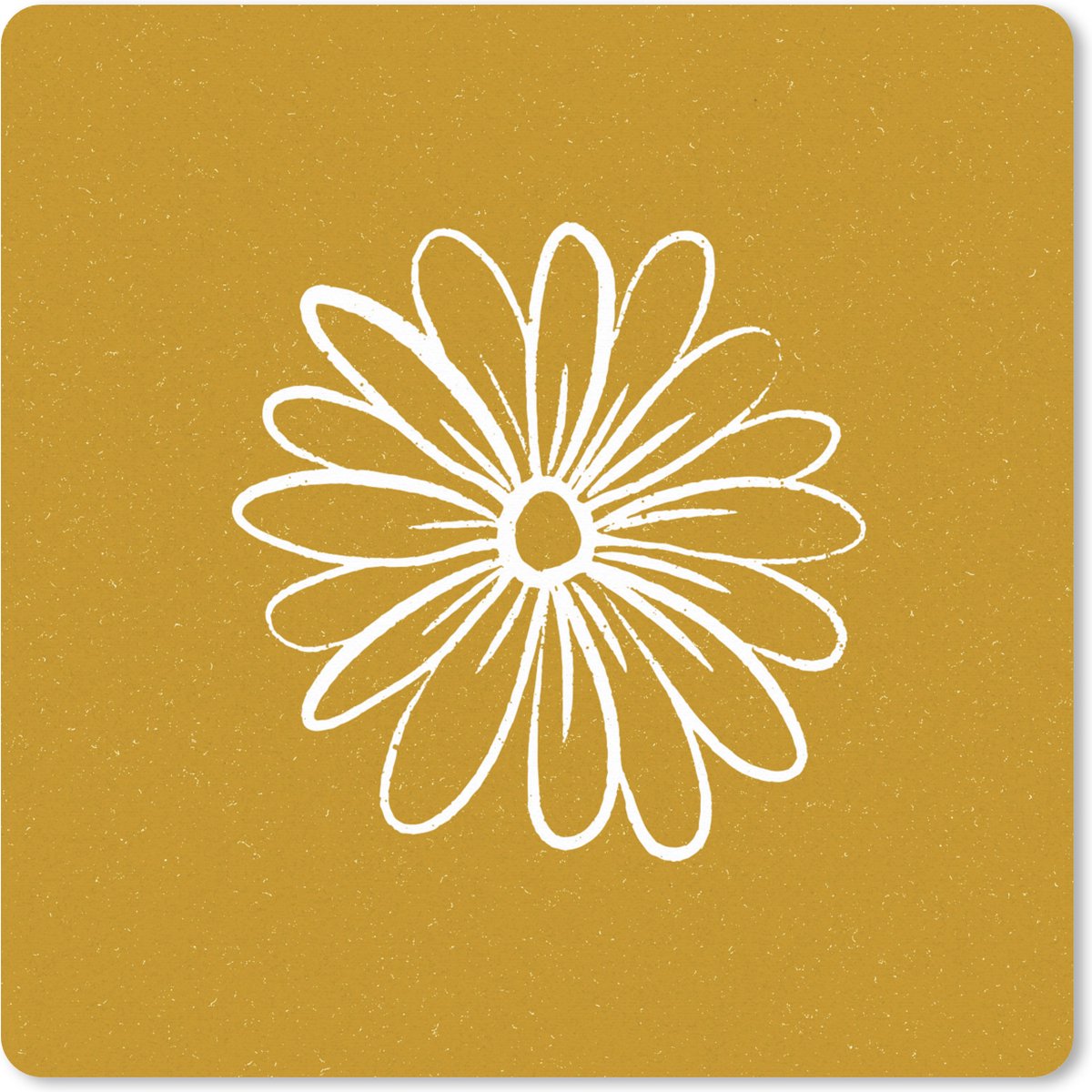 Muismat XXL 60x60 cm - Bureau onderlegger - Bureau mat Bloemen - Wit - Geel - Bureaumat - Gaming mousepad xl - Bureaulegger groot - Computer deskmat