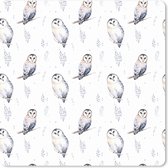 Muismat XXL - Bureau onderlegger - Bureau mat - Winter - Patroon - Uil - 80x80 cm - XXL muismat