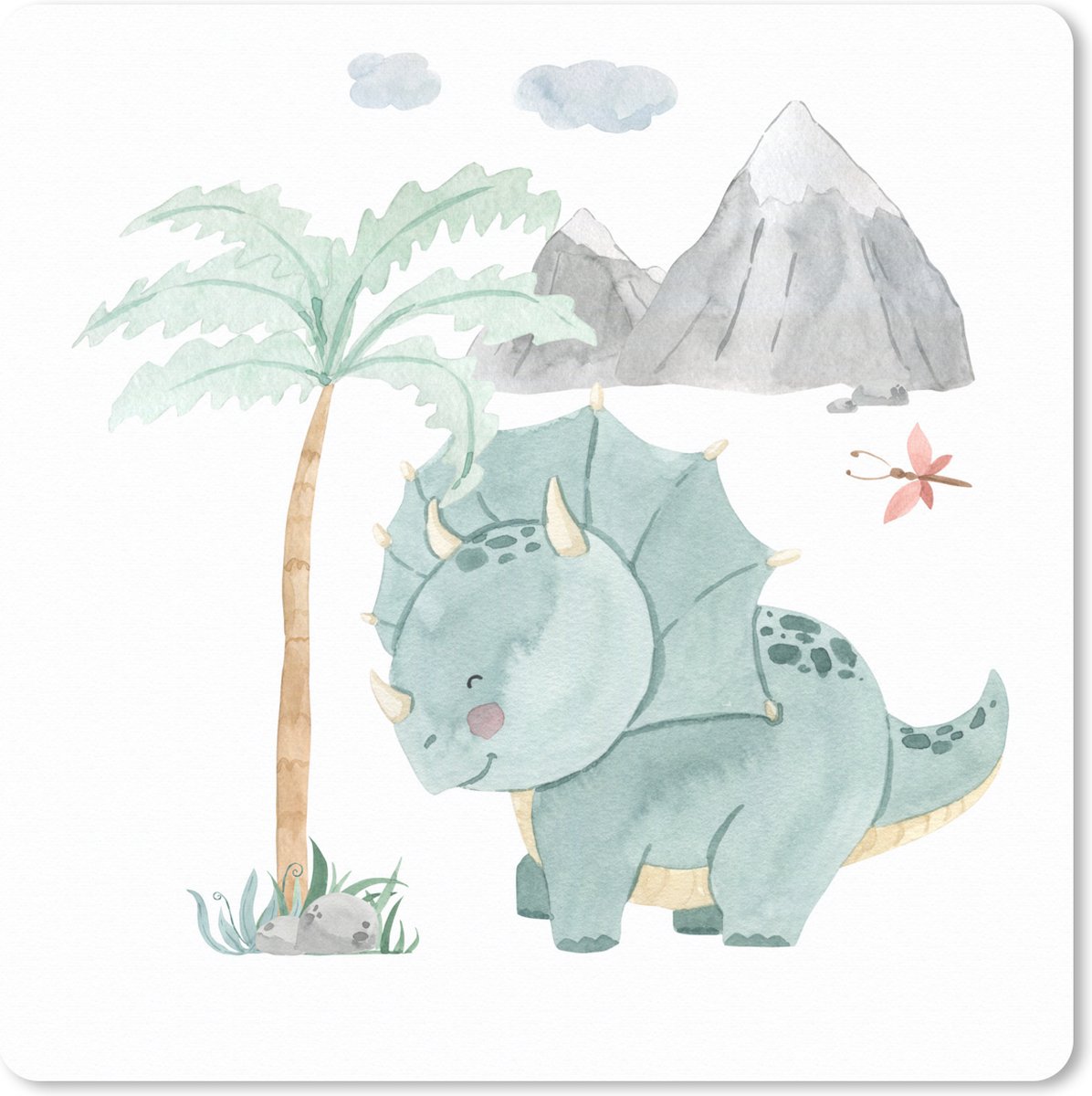 Muismat XXL 80x80 cm - Bureau onderlegger - Bureau mat Kinderkamer - Boom - Dinosaurus - Jongen - Meisje - Kinderen - Bureaumat - Gaming mousepad xl - Bureaulegger groot - Computer deskmat