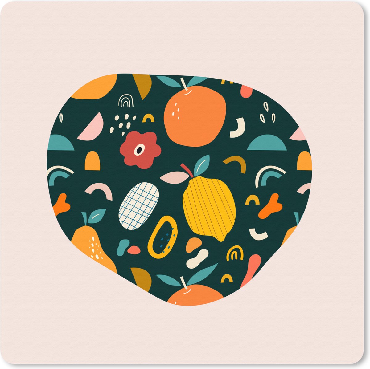 Muismat XXL 60x60 cm - Bureau onderlegger - Bureau mat Fruit - Eten - Bloemen - Natuur - Pastel - Bureaumat - Gaming mousepad xl - Bureaulegger groot - Computer deskmat