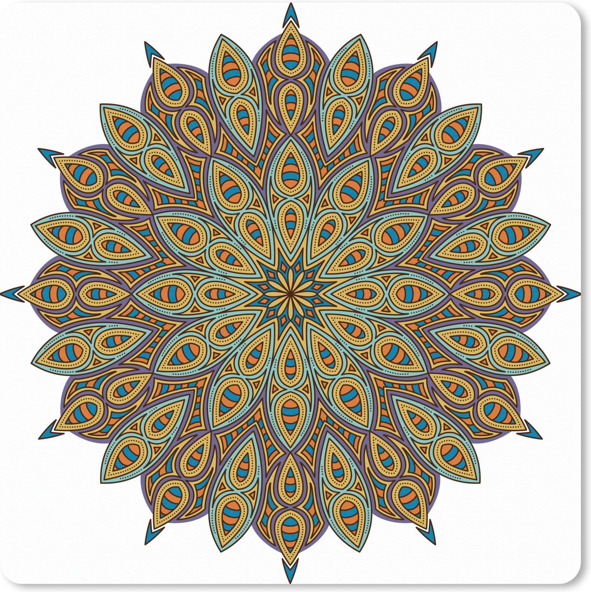 Muismat XXL 80x80 cm - Bureau onderlegger - Bureau mat Mandala met bladvorm - Bureaumat - Gaming mousepad xl - Bureaulegger groot - Computer deskmat