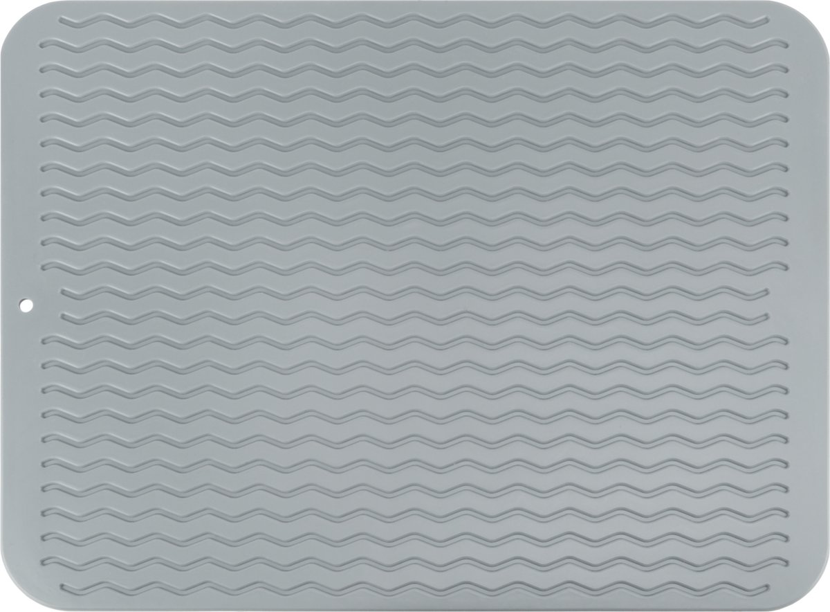 Navaris Siliconen afdruipmat voor afwas - Droogmat voor de vaat - Grijze spoelbakmat 43 x 7,5 x 1 cm - Hittebestendig