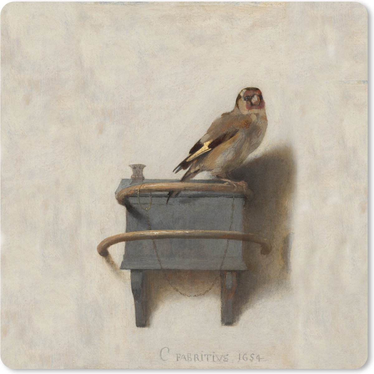 Muismat XXL 50x50 cm - Bureau onderlegger - Bureau mat Puttertje - Oude Meester - Carel Fabritius - Bureaumat - Gaming mousepad xl - Bureaulegger groot - Computer deskmat