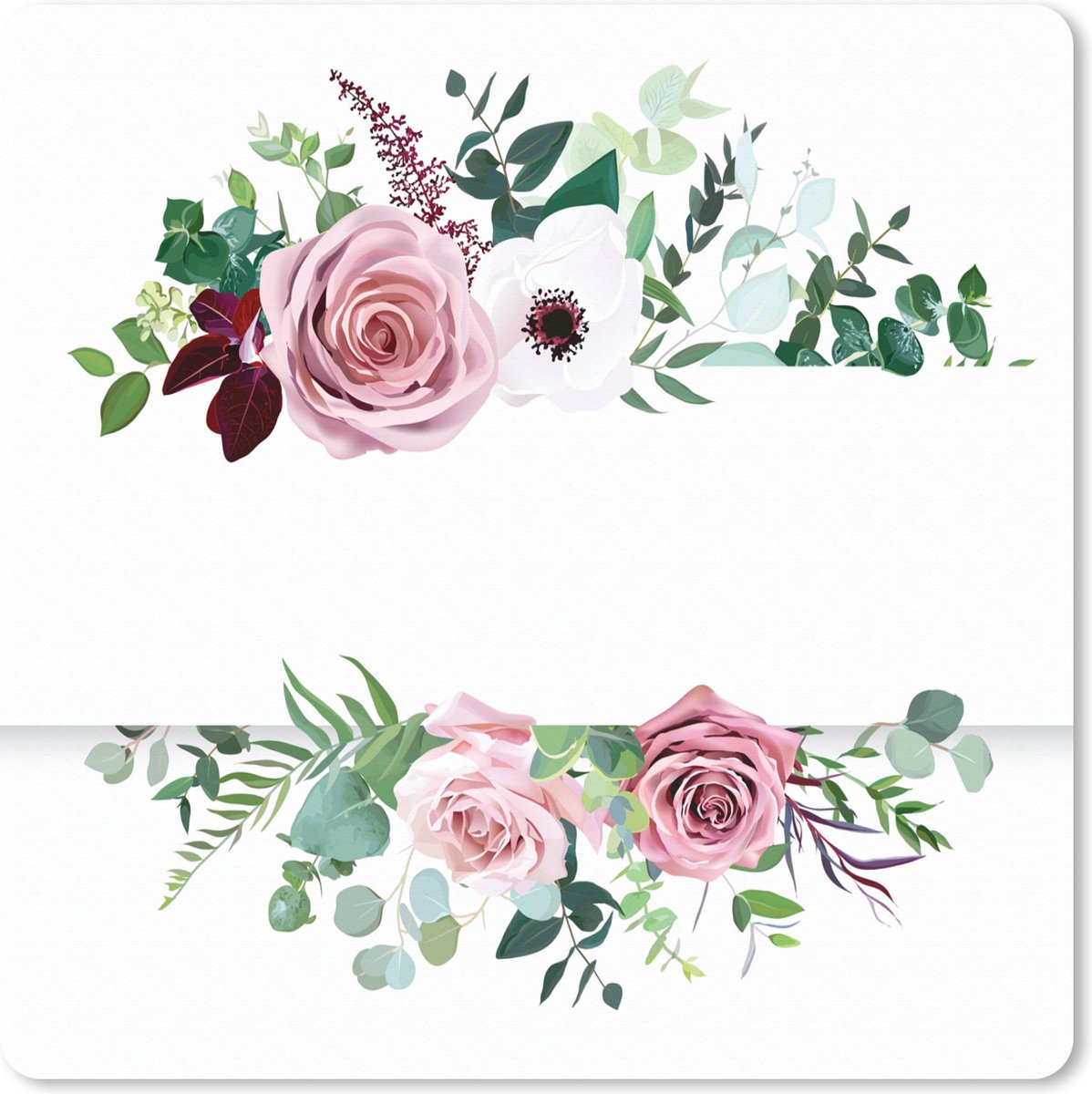 Muismat XXL 50x50 cm - Bureau onderlegger - Bureau mat Bloemen - Rozen - Schilderij - Bureaumat - Gaming mousepad xl - Bureaulegger groot - Computer deskmat