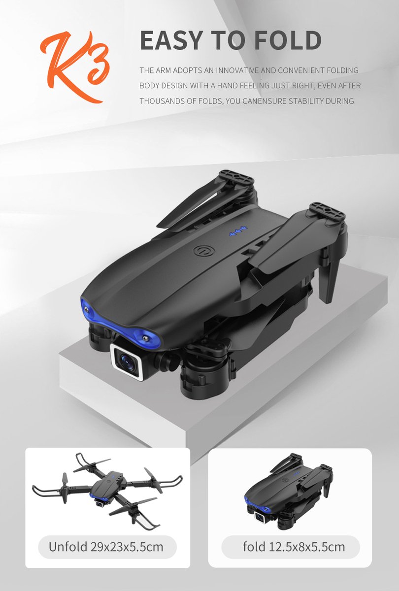 Drones avec Caméra pour Adultes Long Temps de Vol, k3 Wifi FPV