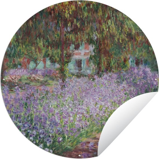 Tuincirkel Irissen in Monets tuin - Claude Monet - 120x120 cm - Ronde Tuinposter - Buiten XXL / Groot formaat!