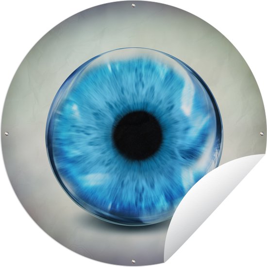 Tuincirkel Blauw oog in glas - 150x150 cm - Ronde Tuinposter - Buiten