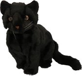 Halloween Pluche zittende knuffel kat/poes zwart 30 cm - katten/poezen knuffelbeesten