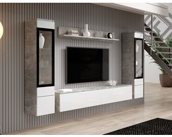 Meubella - Wandmeubel Variety - Wit - Betonlook
