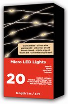 Lumineo Draadverlichting - 20 LEDs - warm wit - 95 cm - zilverdraad