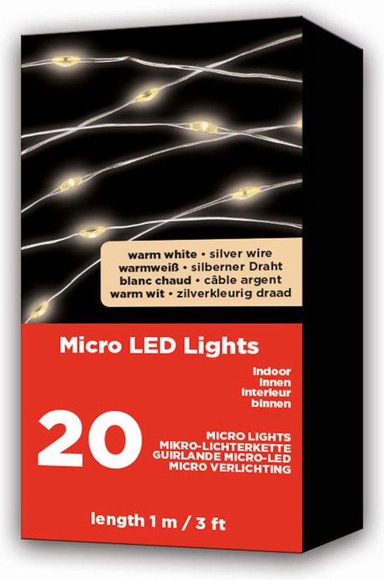 Lumineo Draadverlichting - 20 LEDs - warm wit - 95 cm - zilverdraad