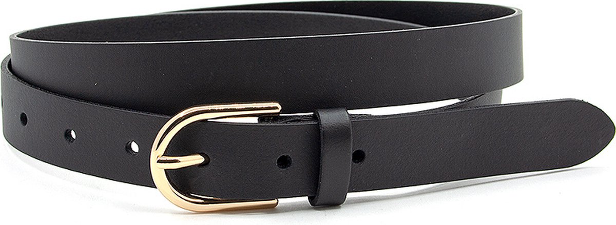 Thimbly Belts Dames riem zwart - dames riem - 2.5 cm breed - Zwart - Echt Leer - Taille: 95cm - Totale lengte riem: 110cm