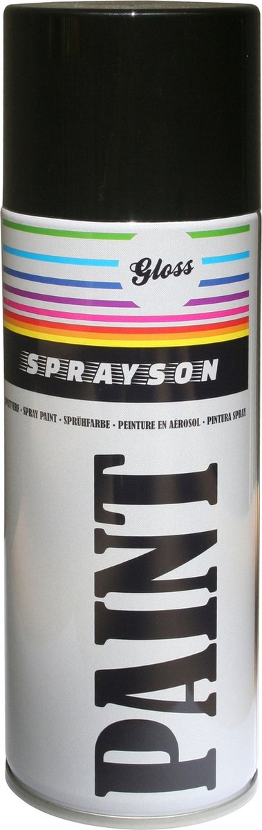 Sprayson Verf Spuitbus - Spuitlak - Ral9005 Hoogglans Zwart - 400 ml - 12 stuks