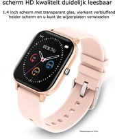 Tijdspeeltgeenrol smartwatch P04A roze - Stappenteller - Hartslagmeter - Bloeddrukmeter - Bluetooth - Waterdicht -Dames/Vrouwen - Fitness - 2022 model