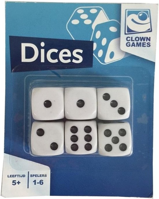 Speelgoed spellen Dobbelstenen - 6x stuks - wit/zwart - kunststof - Dobbelen - Spelletjes