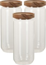 Set de 5x bocaux de cuisine de luxe en verre / boîte de conservation 1000 ml - Bidons alimentaires de conservation avec couvercle hermétique - Dimensions : 9 x 20 cm