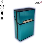 PocketMaster® Sigaretten Doosje - Blauw - Aluminium - Sigaretten Houder/Hoesje - Weerbestendig - Stevig en Luxe Opbergdoosje