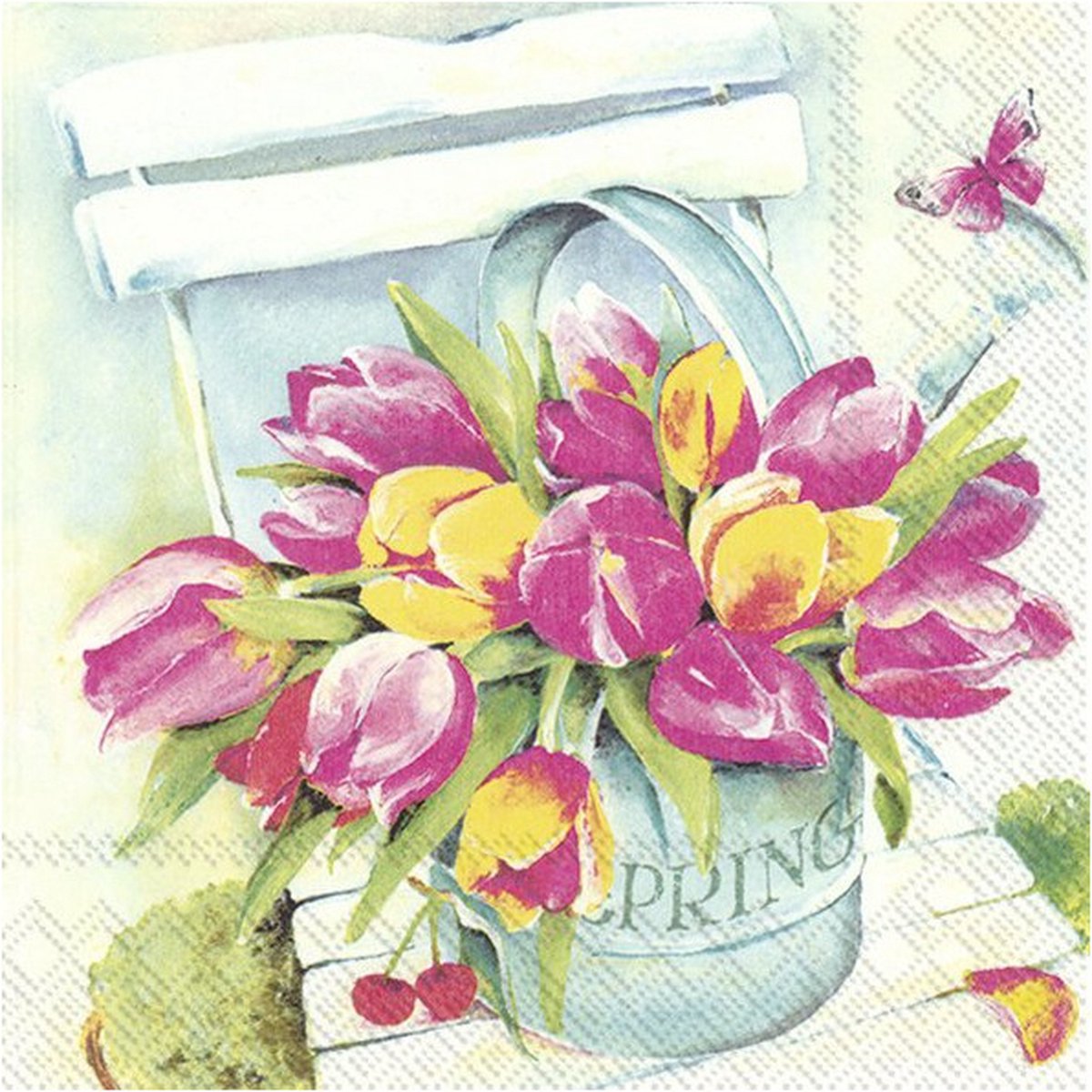 40x Gekleurde 3-laags servetten tulpen 33 x 33 cm - Voorjaar/lente thema