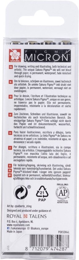 Ensemble de feutres fins Sakura Pigma Micron | 4 tailles, Light Cool Grey